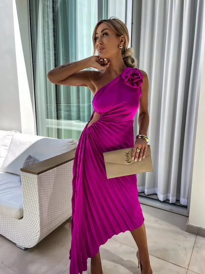 Dam Axelklänning Blommönster Elegant Högkvalitativt Material-5