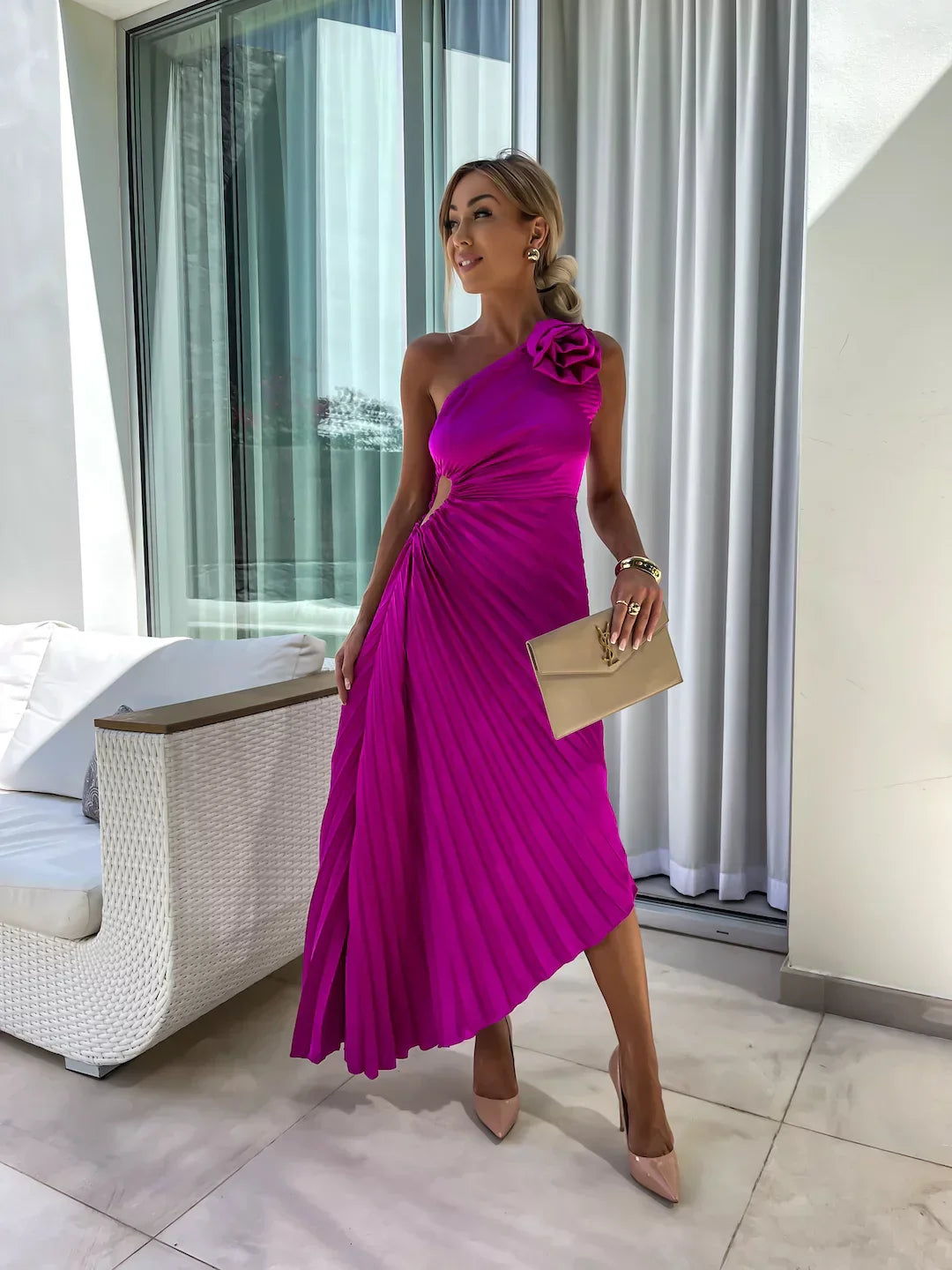 Variant image for Dam Axelklänning Blommönster Elegant Högkvalitativt Material-7