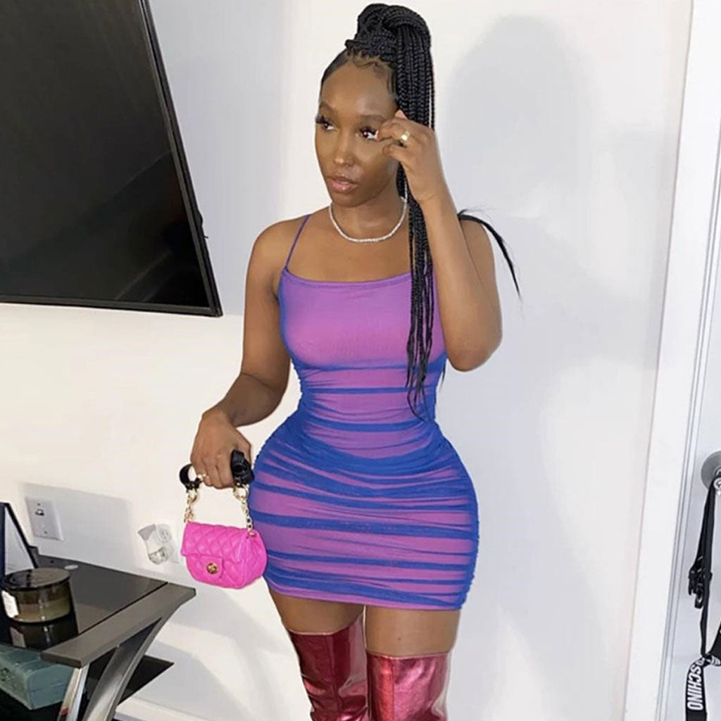 Kvinnors Miniklänning Bodycon Mesh För Förförisk Look-2