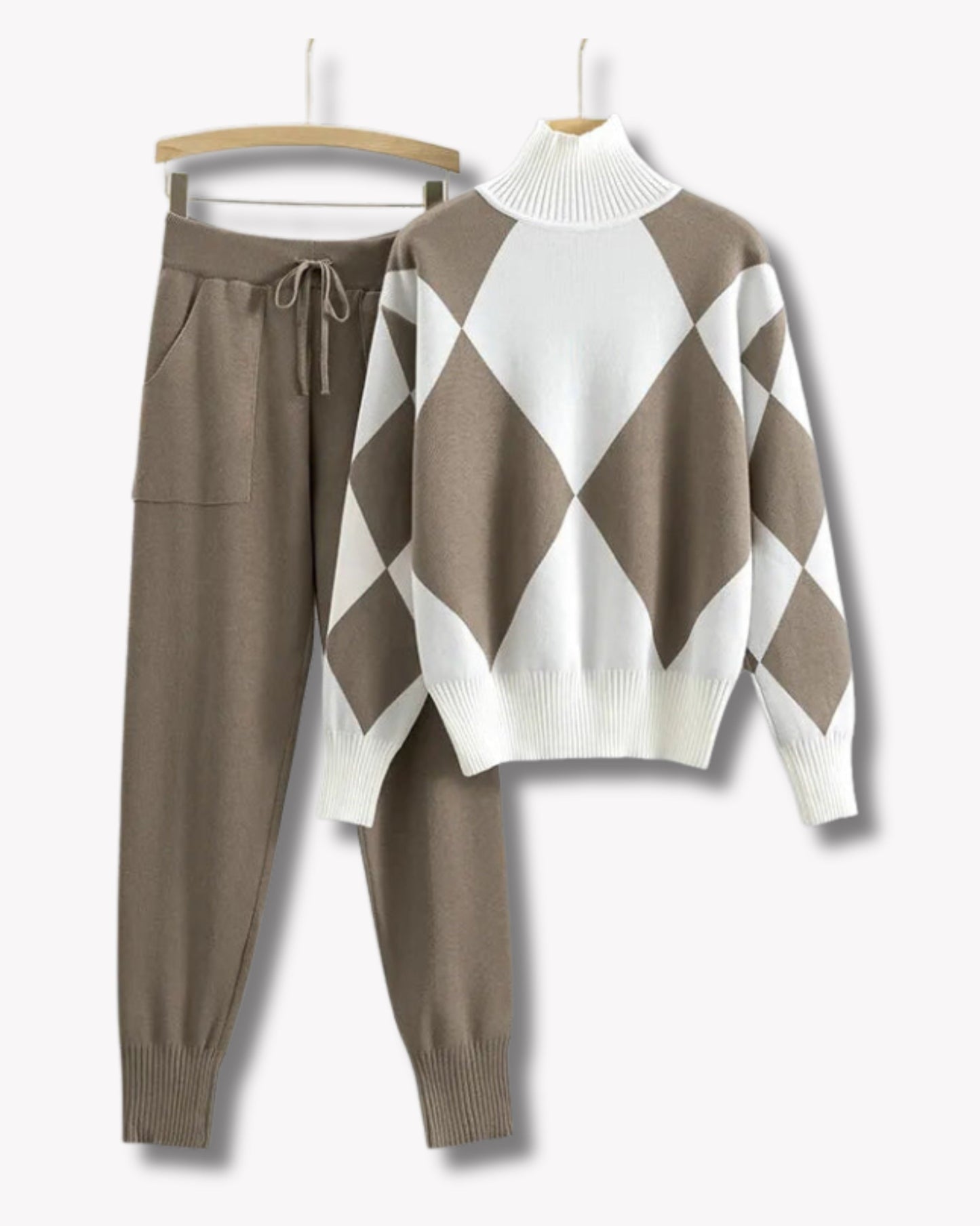 Dam Set av Stickad Tröja och Långa Byxor Akryl-1