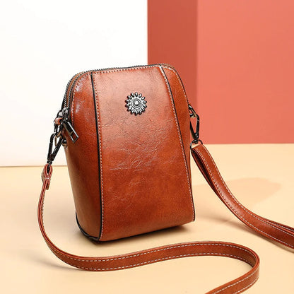 Damväska Vintage Läder Justerbart Bälte Kompakt Design-3