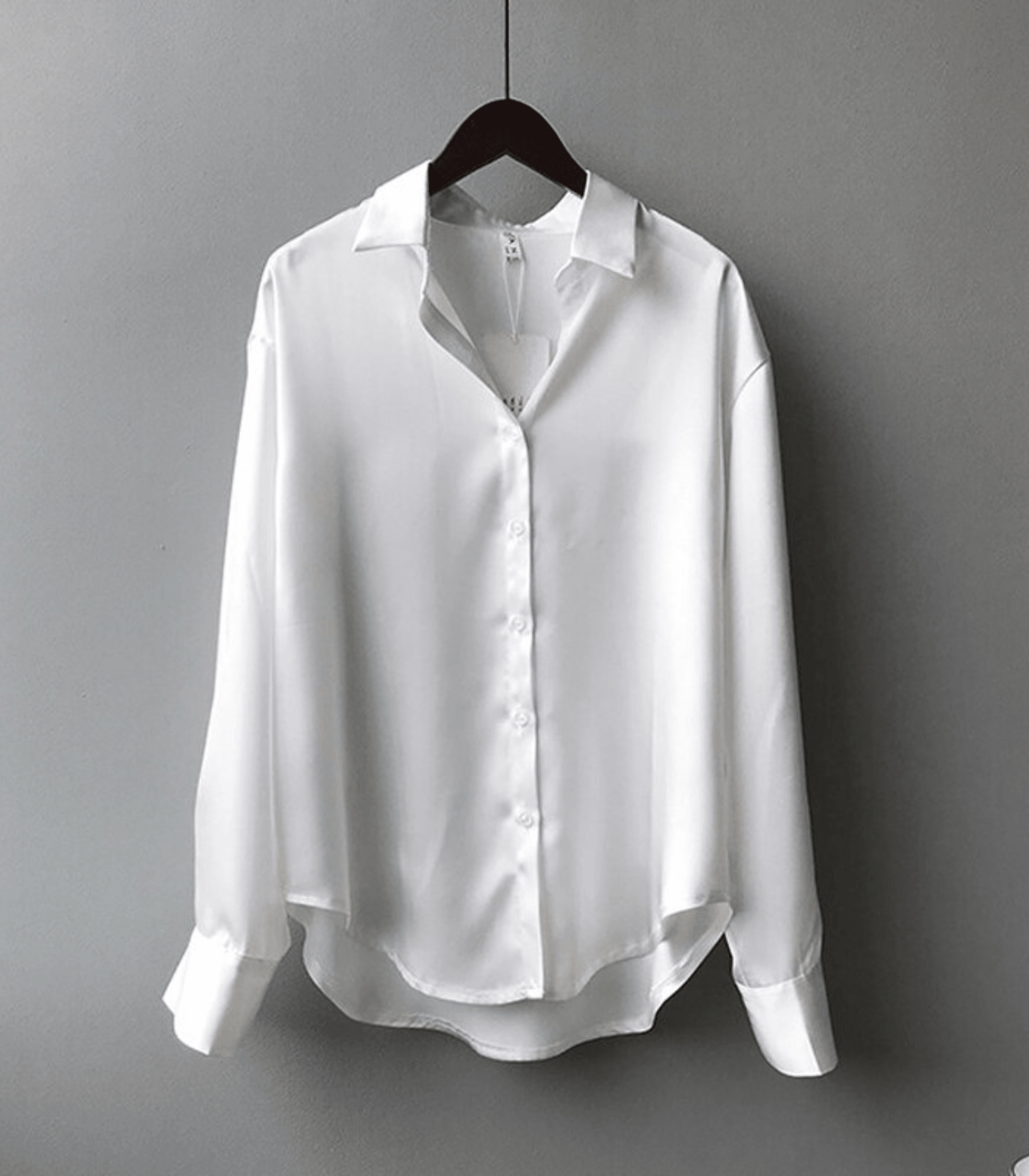 Variant image for Vit Blus Dam Knäppt Satin Elegant Stil för Vardags och Fest-21
