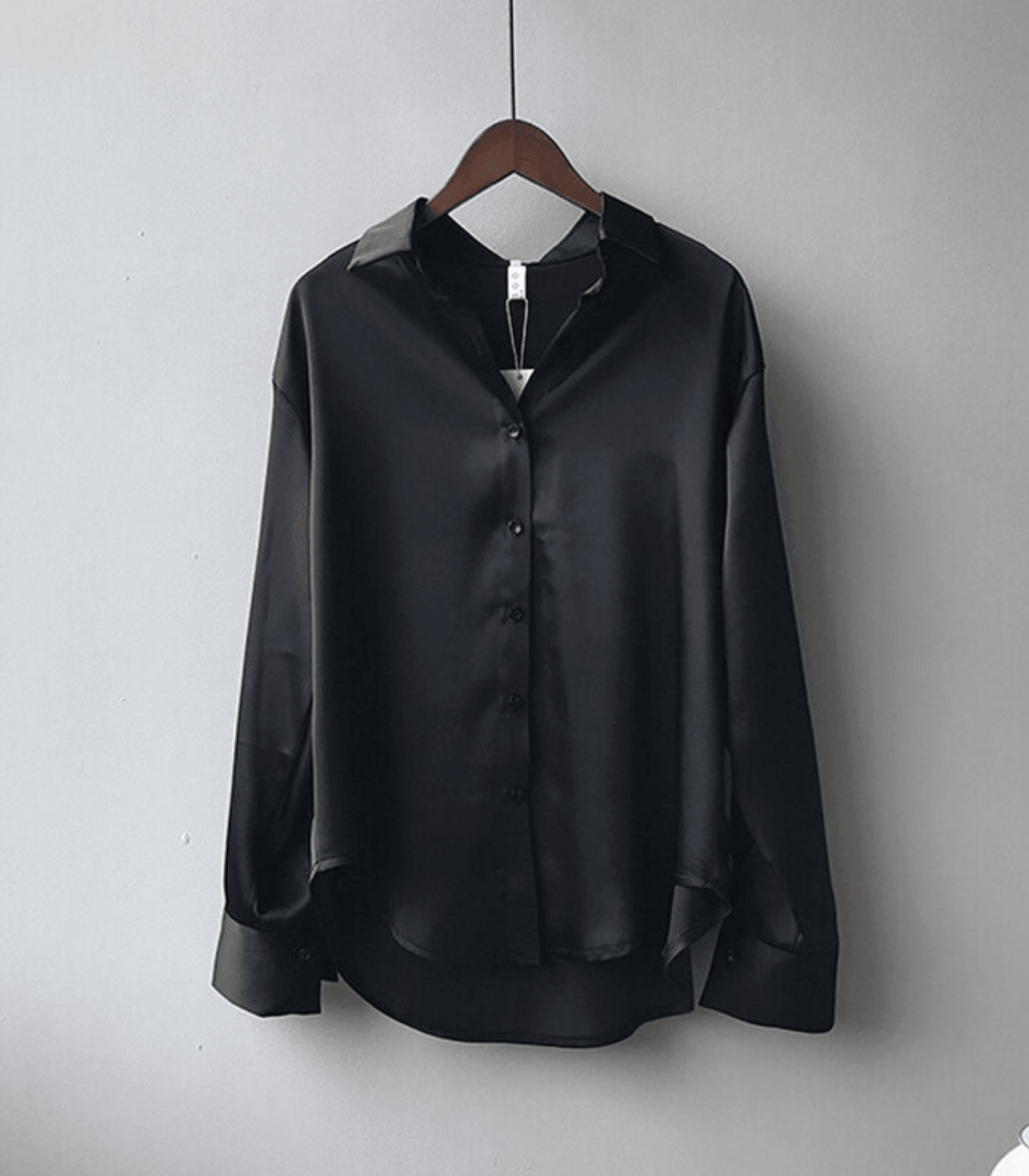 Variant image for Vit Blus Dam Knäppt Satin Elegant Stil för Vardags och Fest-16
