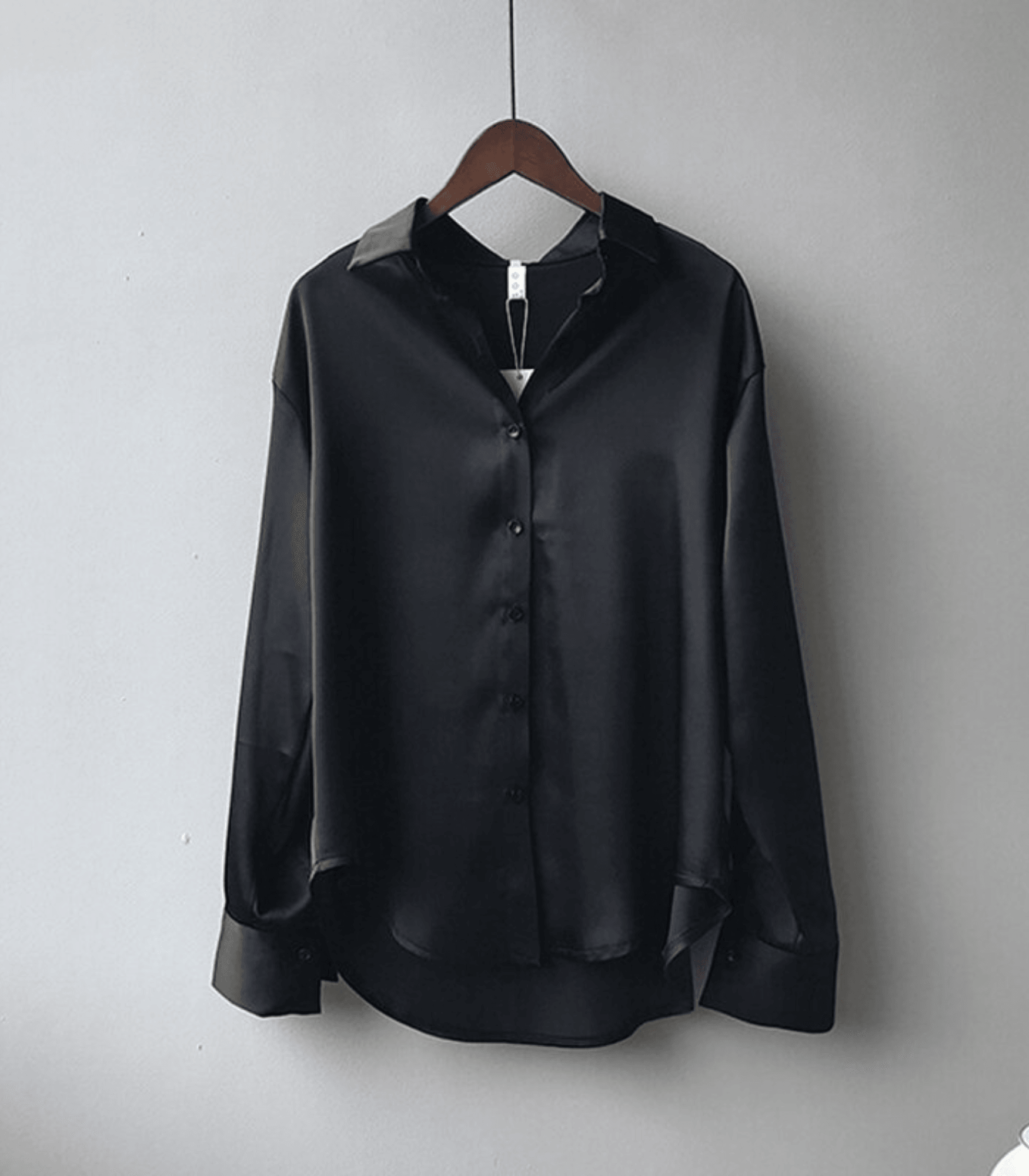 Variant image for Vit Blus Dam Knäppt Satin Elegant Stil för Vardags och Fest-16