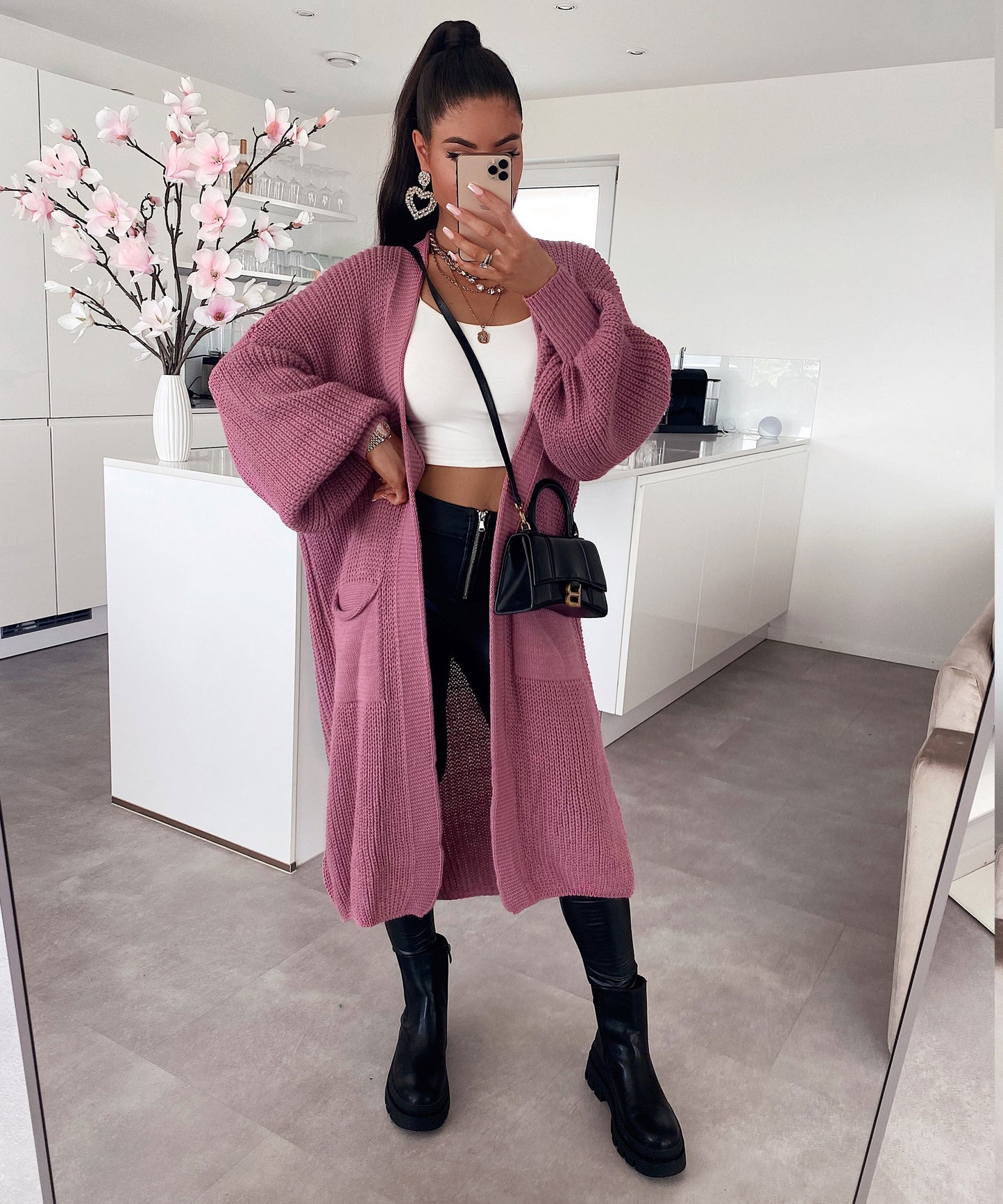 Maxiklänning Dam Lång Ärmar Polyester Elegant Flödande Design-1