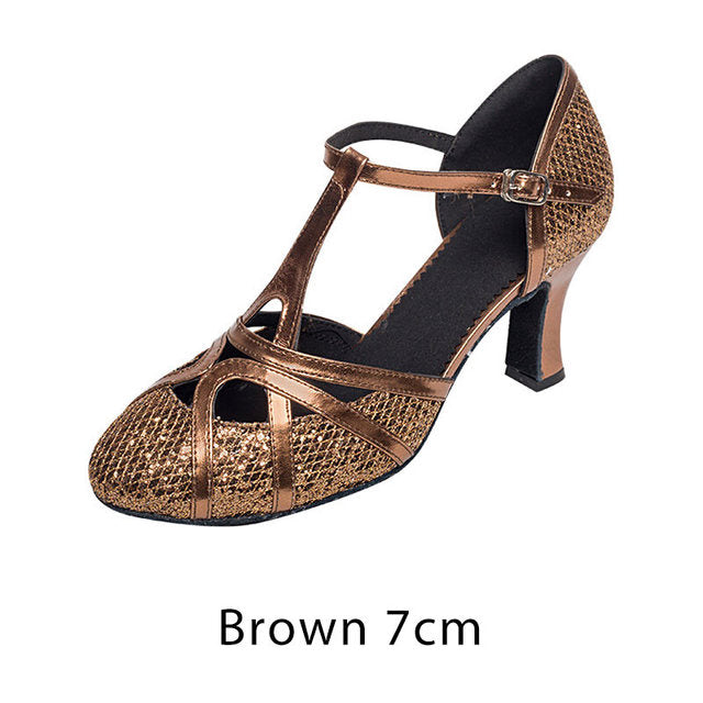 Kvinnors Dansskor Dam Balsal och Latin Glitter Lycra 7 cm Klack 9