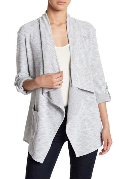 Dam Cardigan Draperad Polyester Elegant Följsam Passform-5