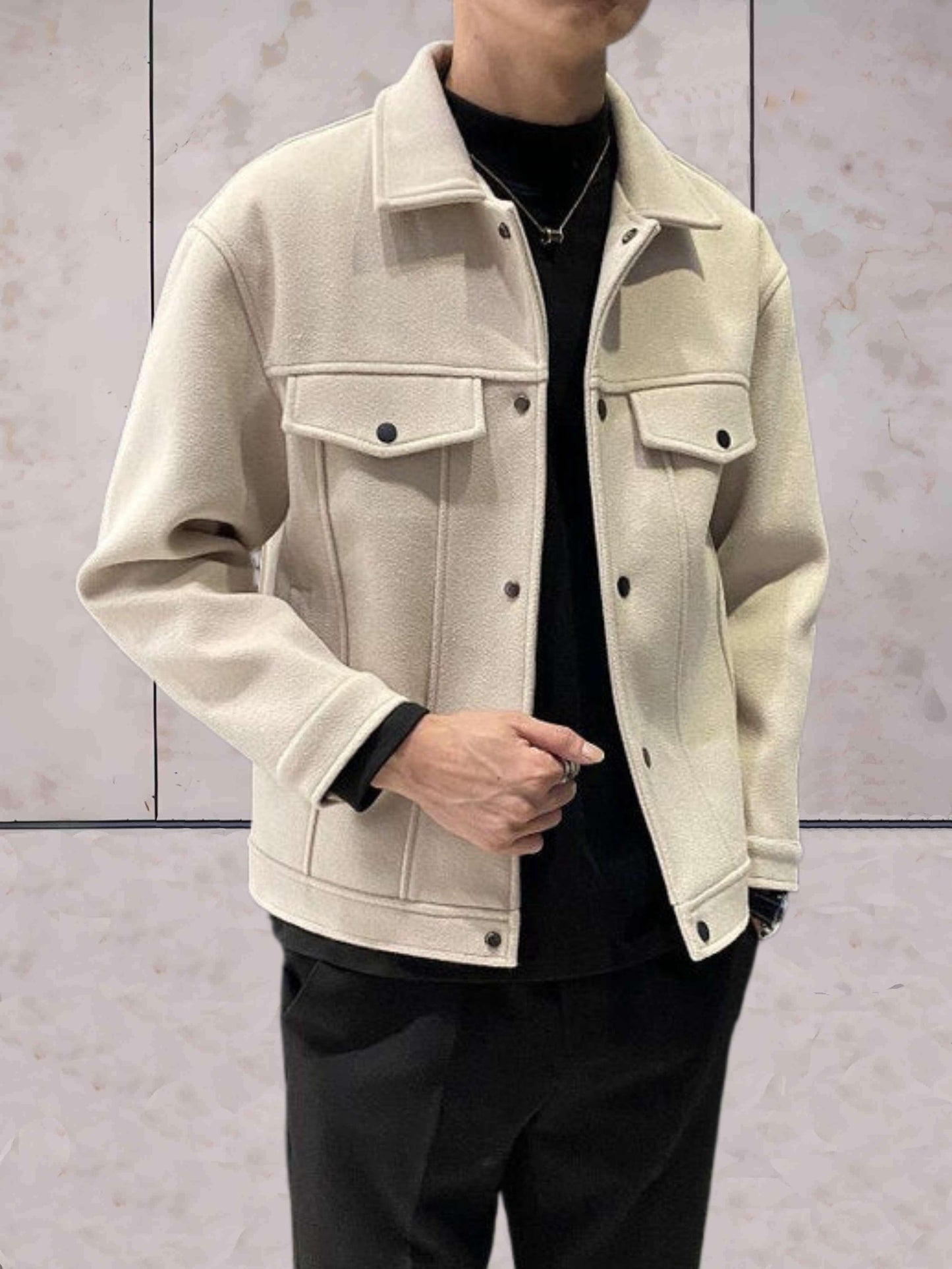 Damjacka Knappstängd Polyester med Praktiska Väskor-2