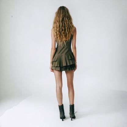 Kvinna Kort Jumpsuit Fyrkantig Utdragning Polyester-3