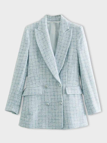 Kvinna Blazer Tweed Elegant Skräddarsydd-2