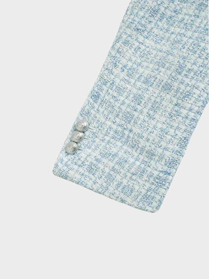 Dam Blazer Klassisk Tweed Högkvalitativ Stil-4