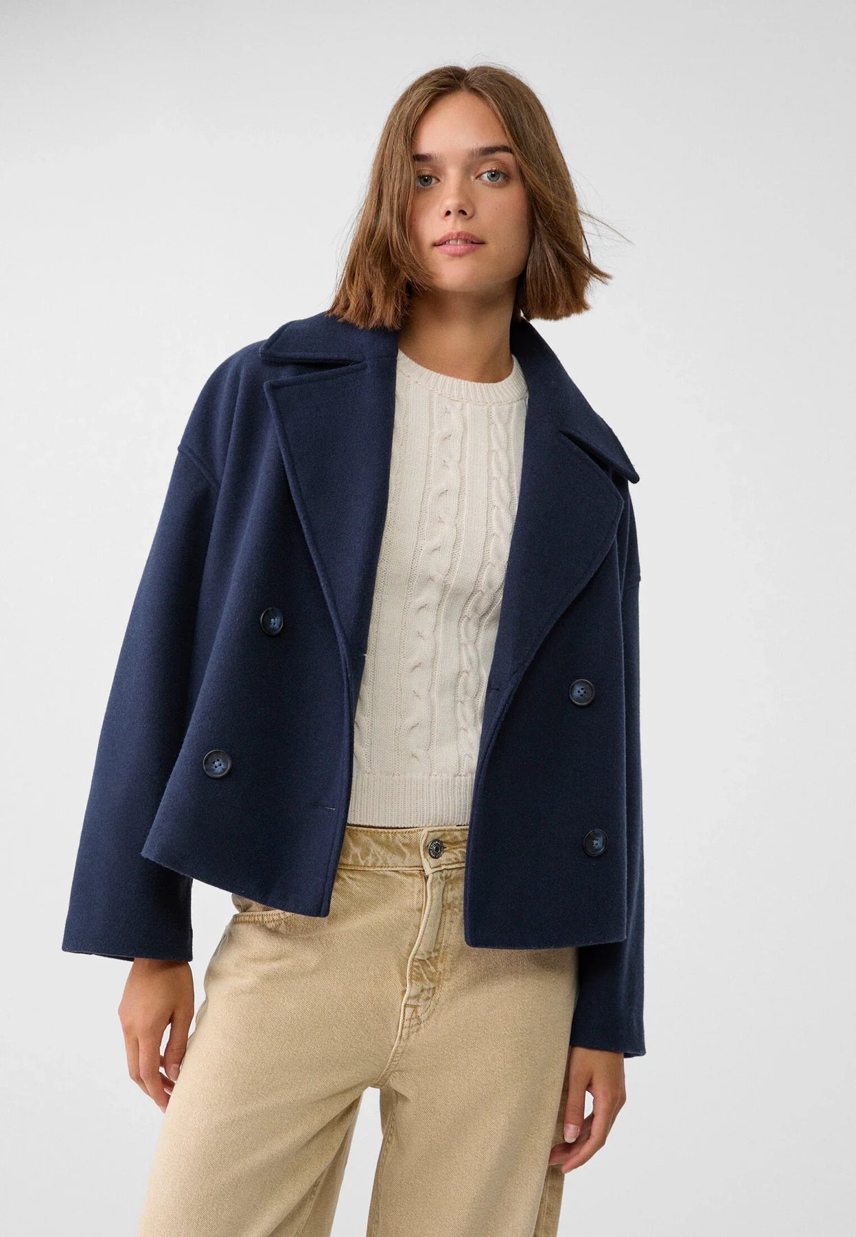 Kvinnors Kort Jacka Mjuk Mocka Chic Stil-4