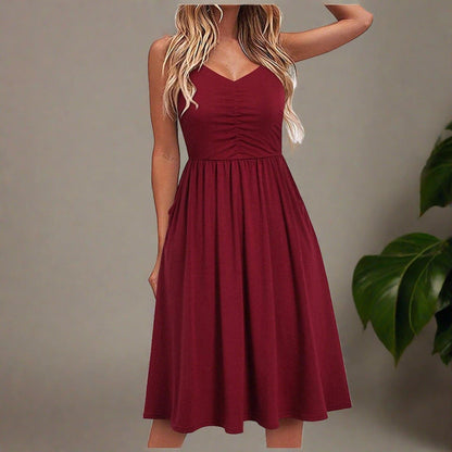 Fina Dam Klänningar MIDI Lätt Tyg för Sommar Stil-1