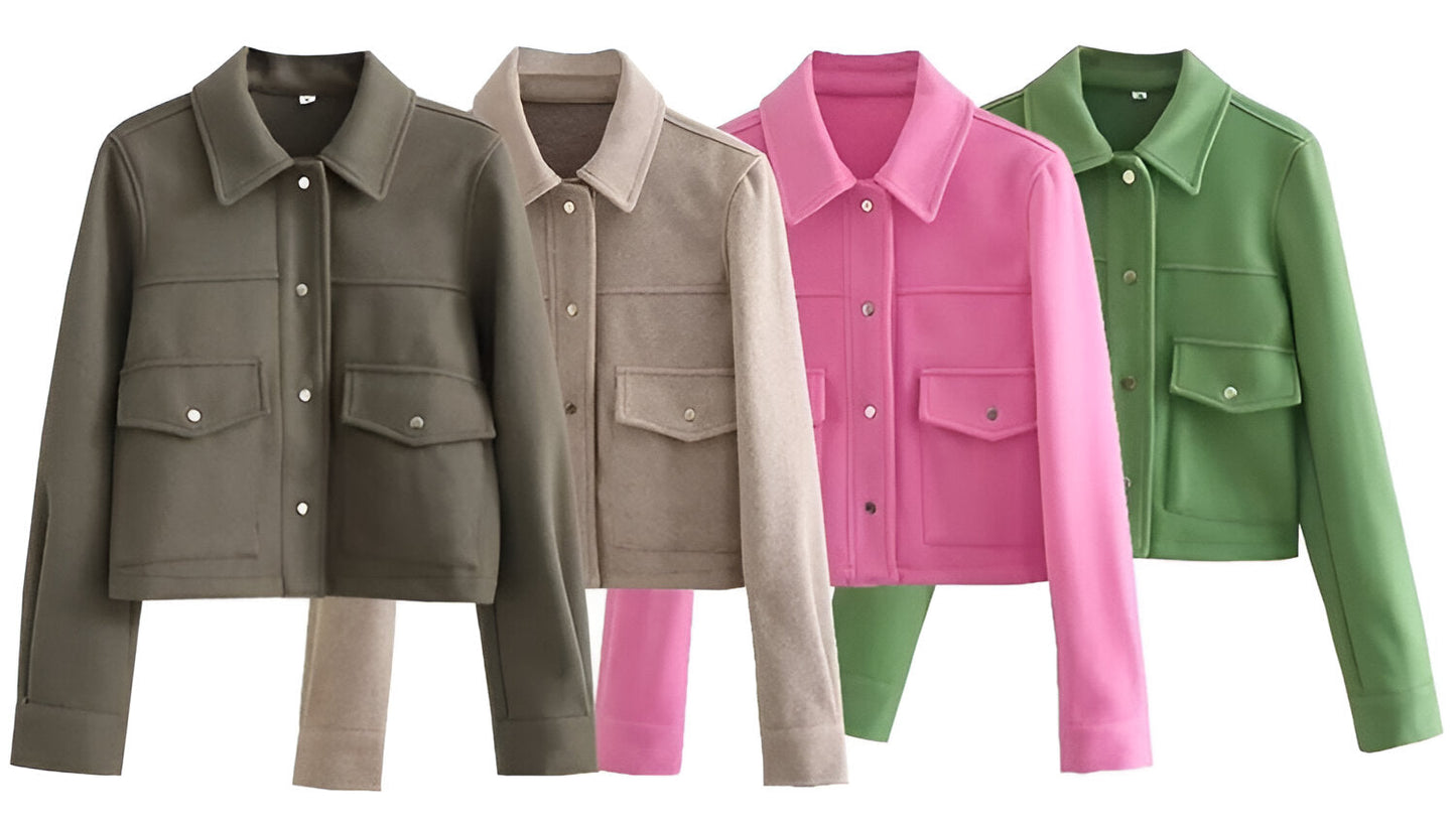 Damjacka med Knappar och Långa Ärmar i Elegant Design av Polyester-2