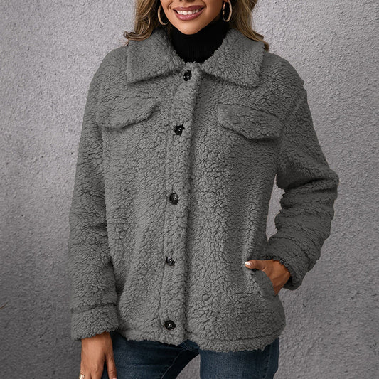 Lång Teddyjacka Dam i Mjuk Fleece – Trendig Design för Kalla Dagar, Avslappnat Snitt 1