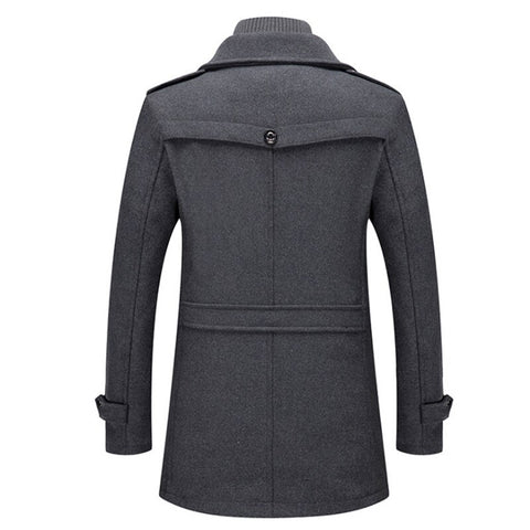 Herrjacka Lång Ull Elegant för Höst och Vinter-2