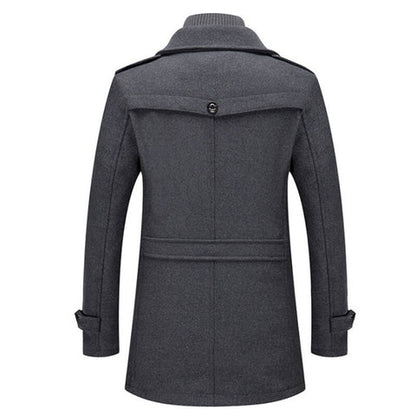 Herrjacka Lång Ull Elegant för Höst och Vinter-2