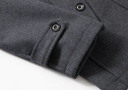 Herrjacka Lång Ull Elegant för Höst och Vinter-5