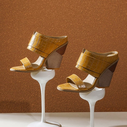 Dam Sandal Chunky Häl Bonded PU-Läder-4
