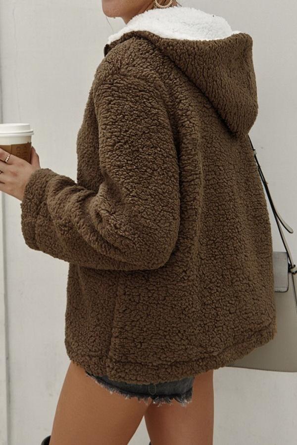 Dam Tröja Långärmad Plysch med Ståkrage Polyester-5