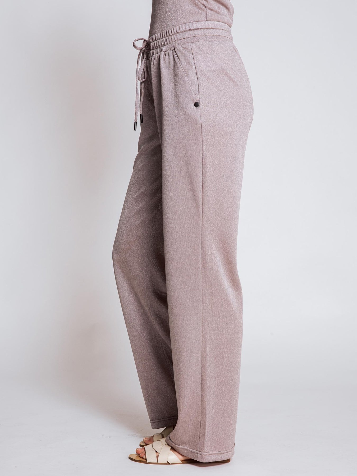 Dam Byxor med Resår i Midjan Snygga Bred Snitt Mjuk Tyg-3