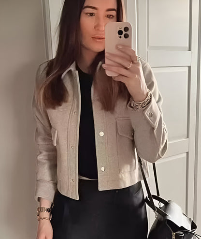 Damjacka med Knappar och Långa Ärmar i Elegant Design av Polyester-3