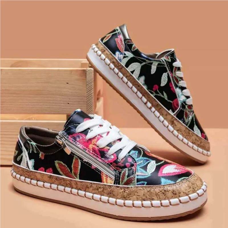 Variant image for Dam Fritidsskor Velour Läder Rund Tå Gummisula-19