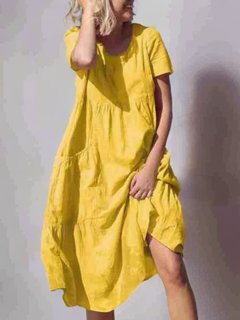 Kvinna Klänning Lätt och Luftig Andningsbart Material-3