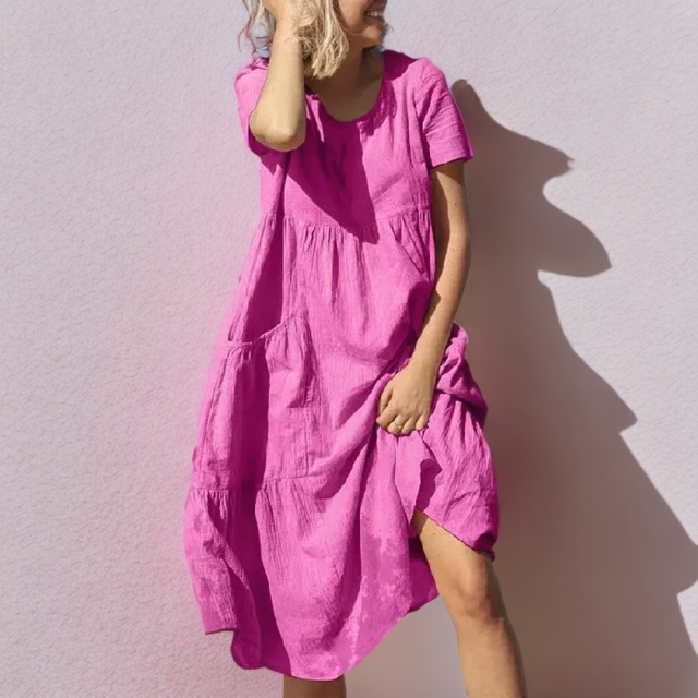 Kvinna Klänning Lätt och Luftig Andningsbart Material-2