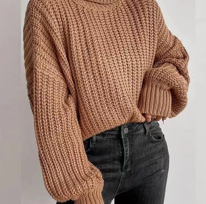 Kvinnors Turtleneck Tröja Avslappnad Stickad Material 3