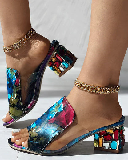 Dam Höga Klackar Elegant Korkskor Syntetiskt Material-1