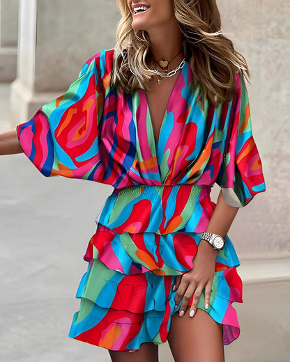 Dam Miniklänning Ruffle Mjuk Andningsbar Material 9