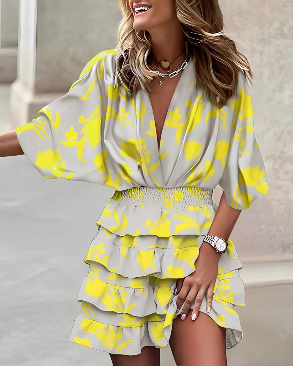 Dam Miniklänning Ruffle Mjuk Andningsbar Material 15