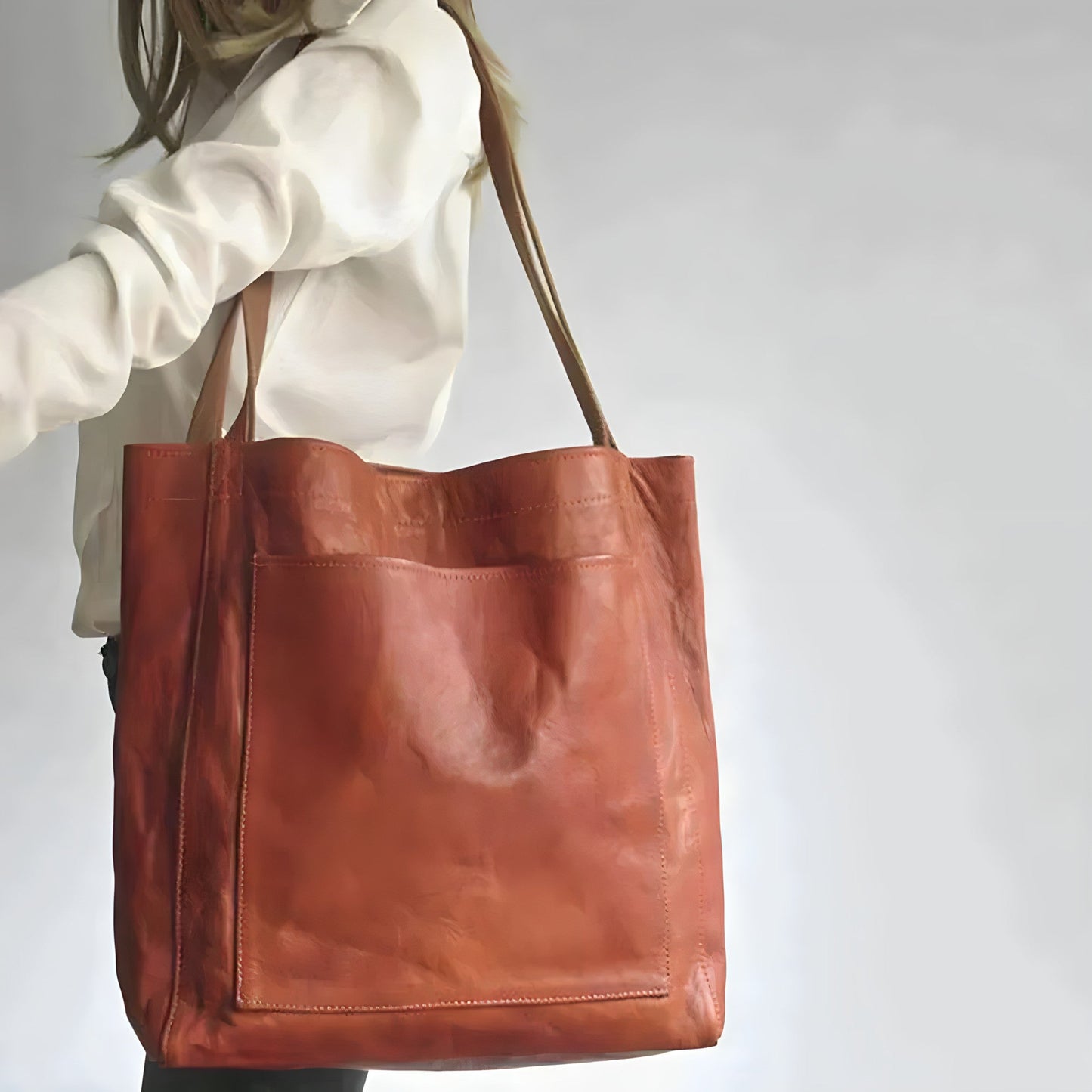 Damväska Läder Elegant Design Rymlig Axel- och Handväska 2