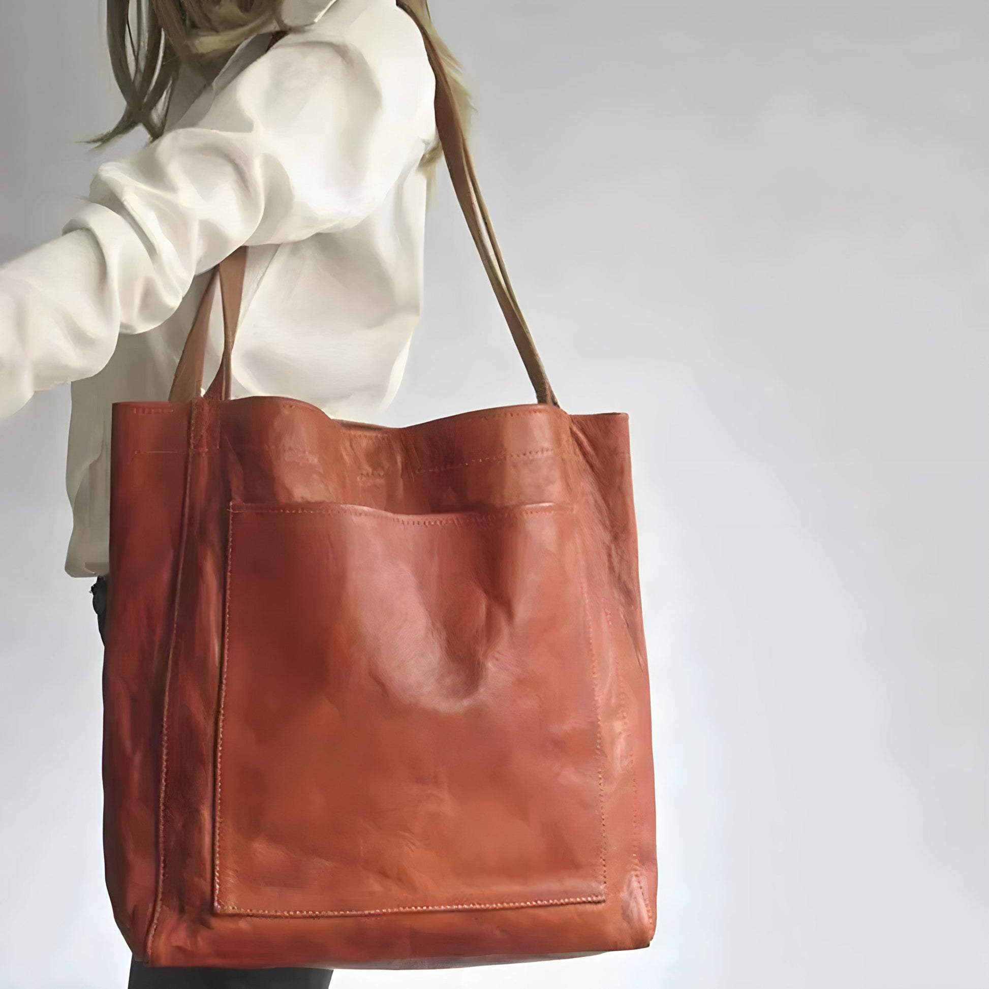 Damväska Läder Elegant Design Rymlig Axel- och Handväska 2