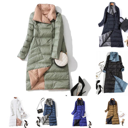 Lång Vinterrock Dam Vändbar Bomull Polyester-4