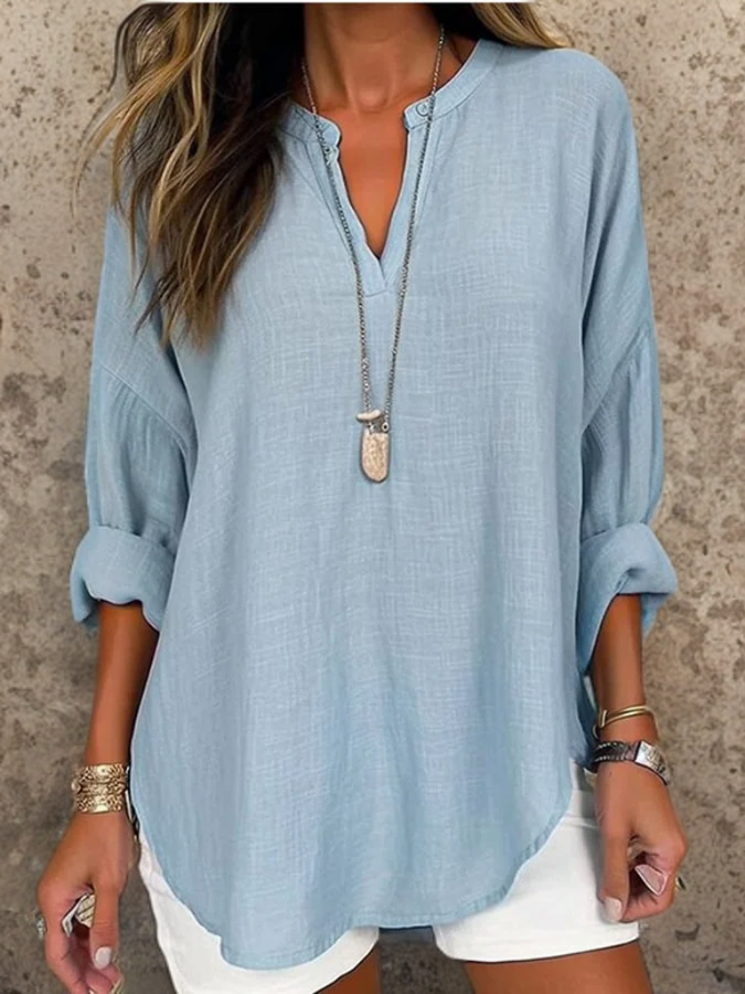 Långärmad T-shirt Dam Strandstil 100% Bomull-2