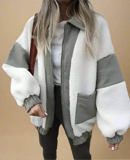 Dam Fleecejacka Casual Vinter med Knappar Lätt Värmande Material-3