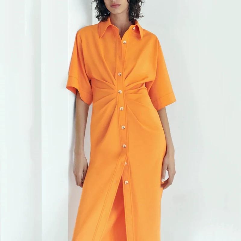 Variant image for Skjortklänning Dam Avslappnad V-hals Bomull Polyester-1