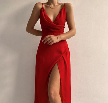 Variant image for Kvinna Etuisk Klänning Spaghettiband V-ringning Polyester-7