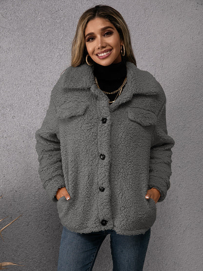 Dam Vinterjacka Lång Teddy Fleece-2