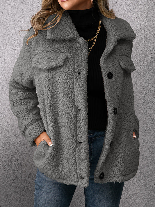 Dam Vinterjacka Lång Teddy Fleece-1