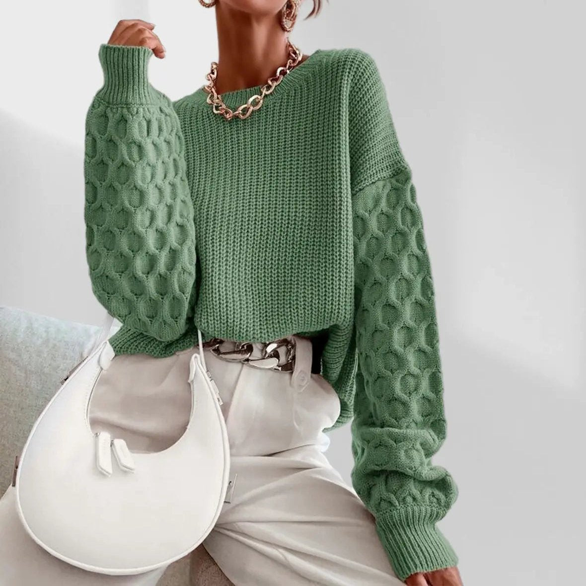 Variant image for Kvinnors Vintertröja Avslappnad Mjuk Stickad Kvalitet-13