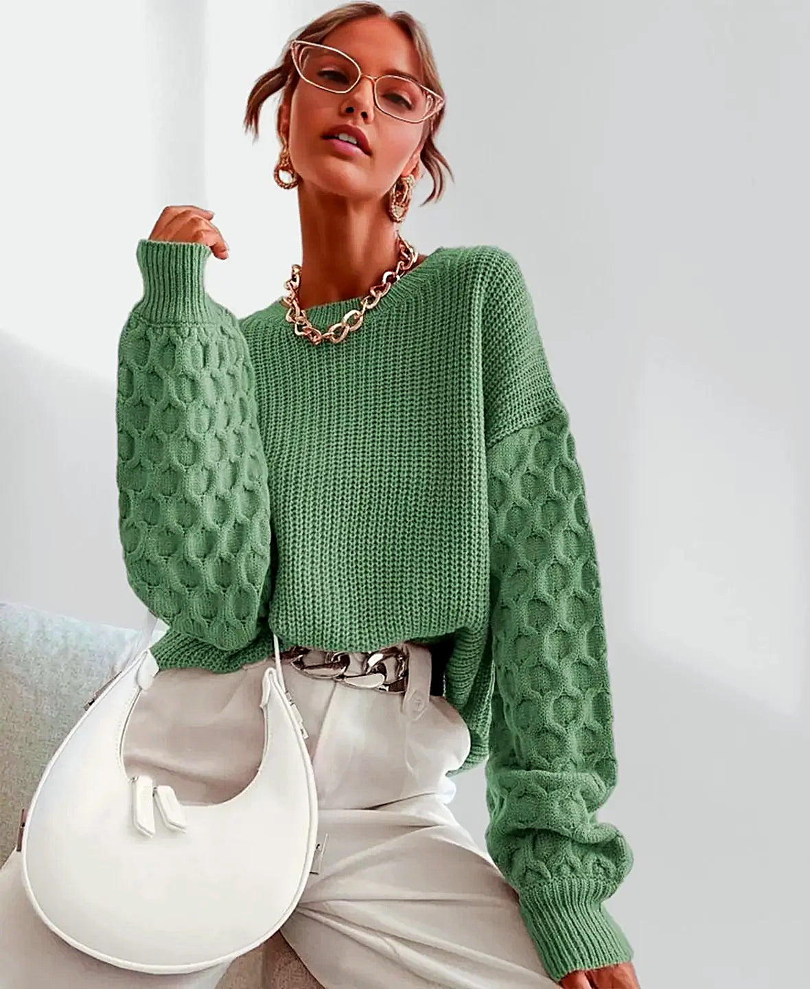 Kvinnors Pullover Tröja Fleece Modern Snitt-6