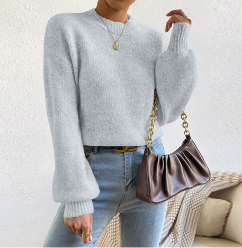 Kvinnor Tröja Långa Ärmar Klassisk Mjukt Tyg-1