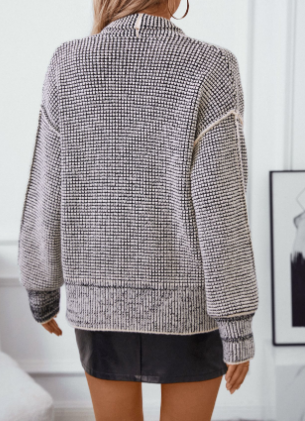 Lång Kofta Dam Mjuk Stickad Avslappnad Cardigan-2