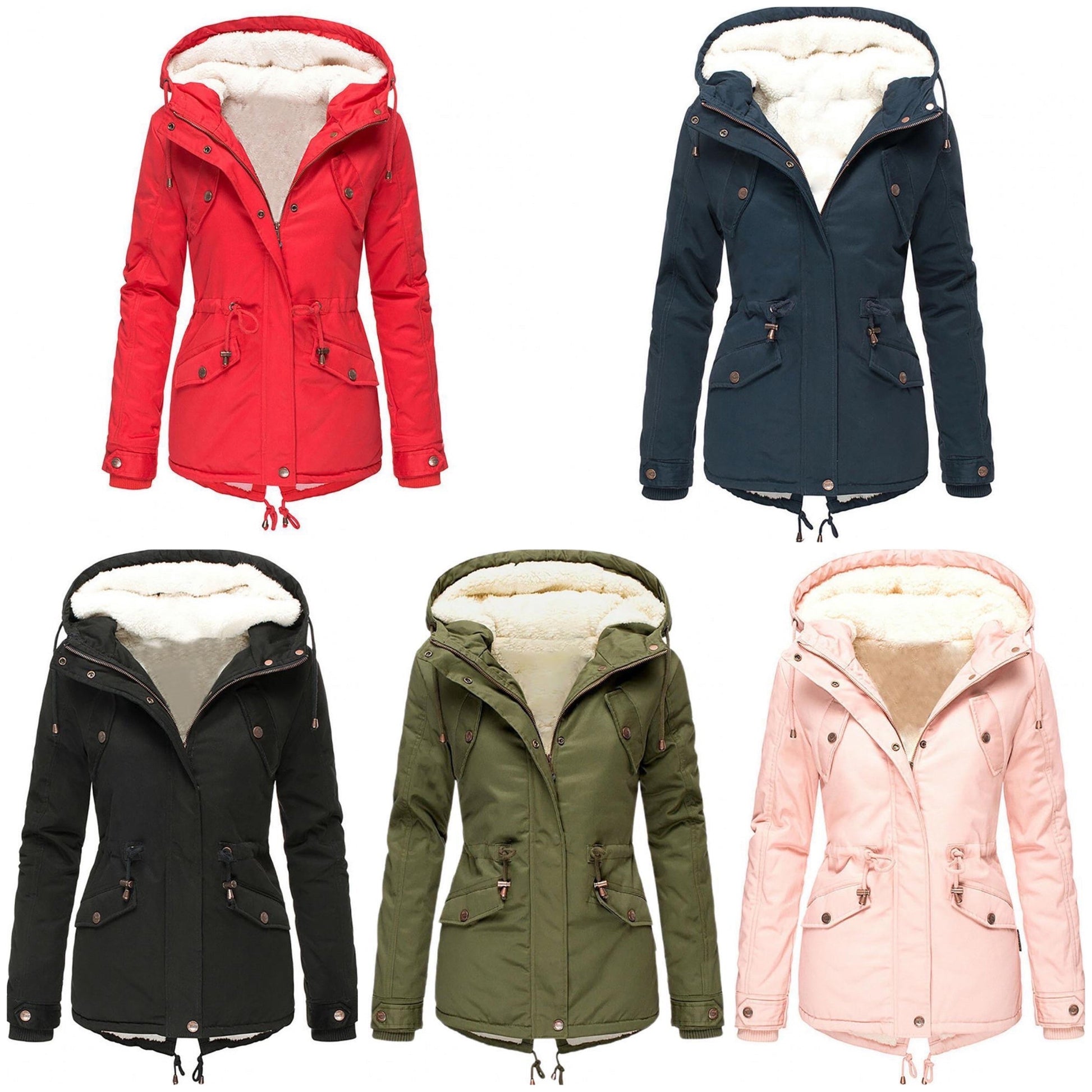 Lång Vinterrock Dam Vattentät Parka i Bomull och Polyester-5