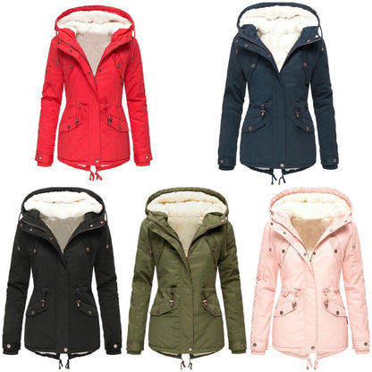 Lång Vinterrock Dam Vattentät Parka i Bomull och Polyester-5