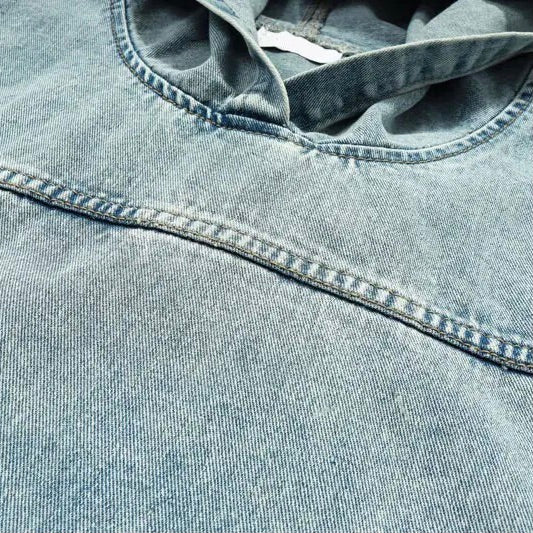Unisex Denim Jacket Hooded Washed Cotton-6