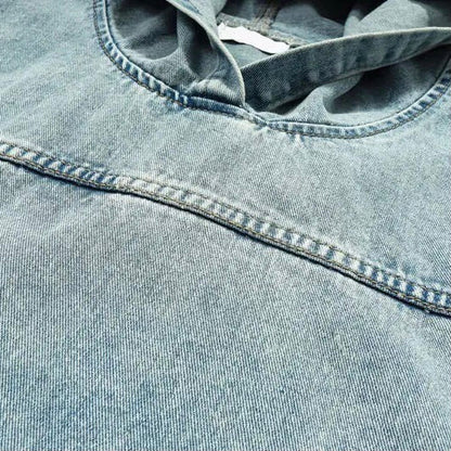 Unisex Denim Jacket Hooded Washed Cotton-6